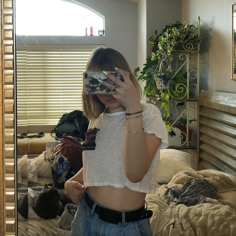 white t-shirt with pocket